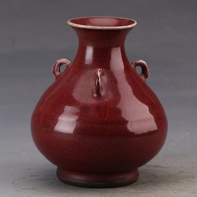 矾红釉三系瓶复古摆件收藏景德镇古董古玩瓷器做旧仿古定制文玩