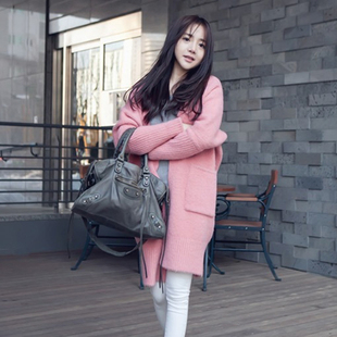 韩国东大门2015秋装新款针织开衫女韩版中长款加厚宽松大毛衣外套