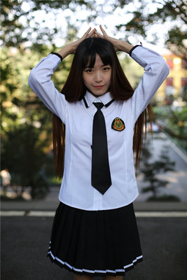长袖衬衫女文艺学院风初高中学生装套装韩版定制合唱演出服装班服