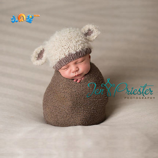 新款影楼儿童摄影服装婴幼儿造型帽子满月百天宝宝拍照写真毛线帽