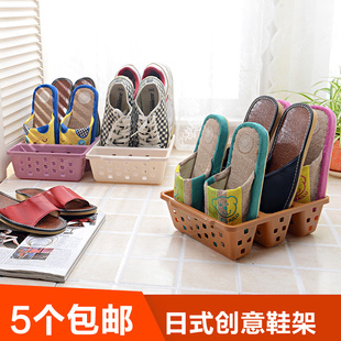 创意日式塑料鞋子收纳盒收纳鞋架省空间简易鞋柜立式鞋盒整理架