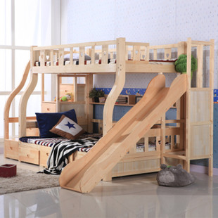 富祥如 多功能实木双层床 儿童高低床子母床 上下铺儿童滑梯床