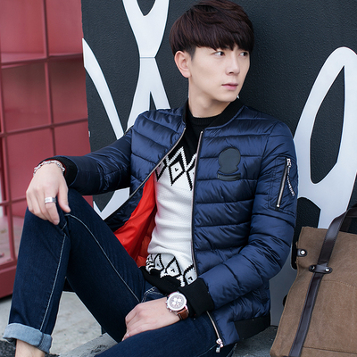 2015冬装新款男士棉衣时尚韩版男装休闲青年羽绒棉服修身加绒外套