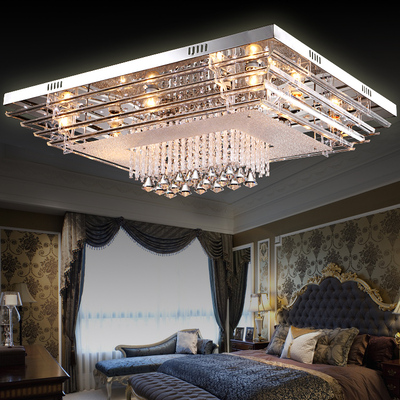 简约LED大客厅长方形吸顶灯 现代卧室餐厅豪华水晶吊灯平板低压灯