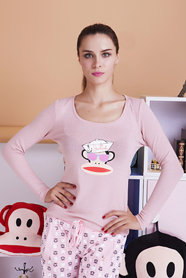 特价2014春美国大嘴猴Paul Frank正品大领打底针织衫长袖T恤粉色