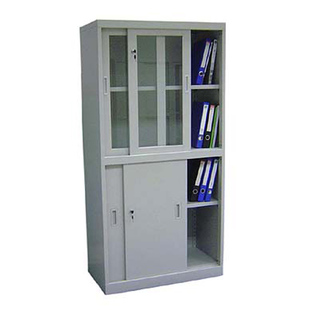 铁皮文件柜4门推拉式移门柜整理柜玻璃书柜办公档案柜资料柜效率