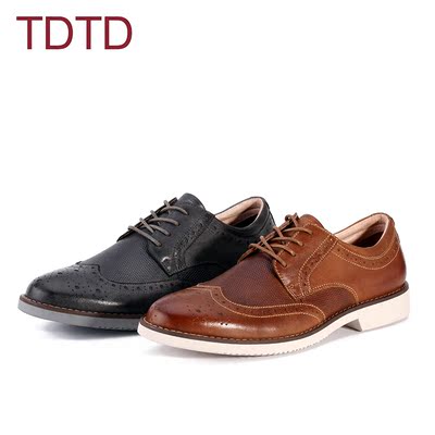 TDTD新款布洛克男鞋雕花真皮商务休闲鞋英伦复古系带低帮皮鞋青年