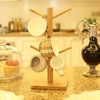 楠竹树形挂杯架创意玻璃水杯架时尚茶杯架6头马克杯架沥干架包邮