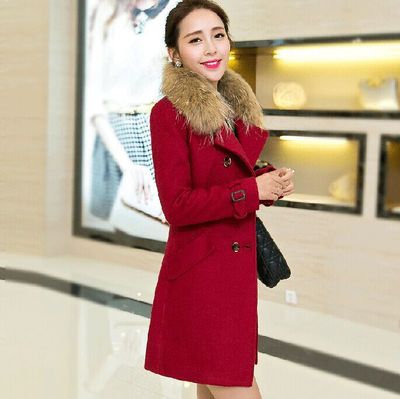 爆款 2015秋冬装新款 韩版修身中长款女装呢大衣 女士毛呢外套