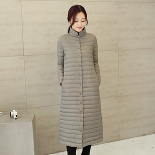 2016冬季新款韩版时尚羽绒服女中长款修身显瘦轻薄款大码鸭绒外套