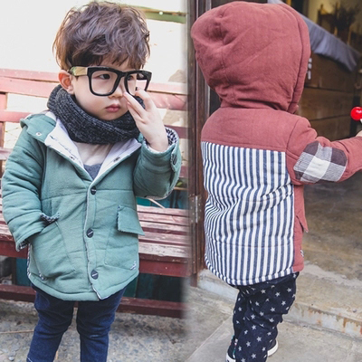 冬1-2-3-4-5岁宝宝棉服男童装格子棉衣纯棉儿童加绒加厚连帽外套