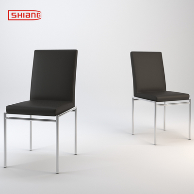 室尚不锈钢皮质餐椅现代简约极简餐桌椅休闲五金靠背椅子【两把】