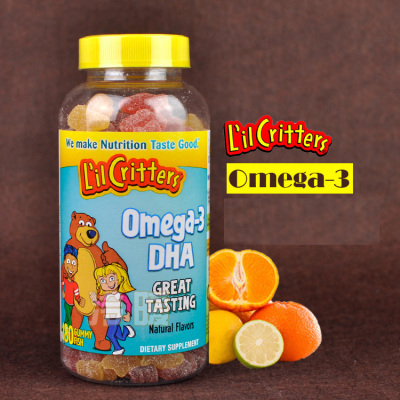 美国L'il Critters小熊糖熊宝宝儿童软糖OMEGA-3鱼油DHA180粒