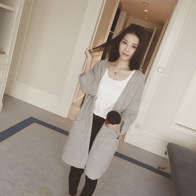 香港代购新款秋装韩版毛衣针织衫女开衫中长款宽松长袖外套潮学生