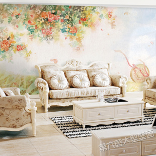 大型无缝花卉壁画 客厅电视卧室温馨背景墙纸现代立体 3D油画风景