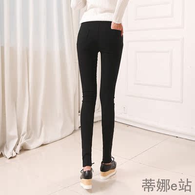 2015新款女装 韩版黑色 高弹力小脚铅笔裤 打底裤