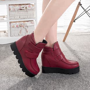 2015冬季韩版新款女短靴厚底内增高女皮鞋学生高帮休闲保暖女鞋子
