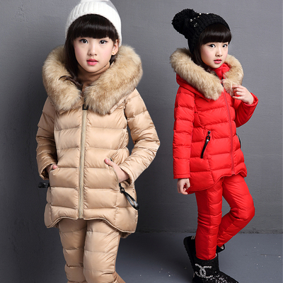 儿童新年套装女童2015冬装新款韩版时尚宝宝棉衣套装儿童三件套装