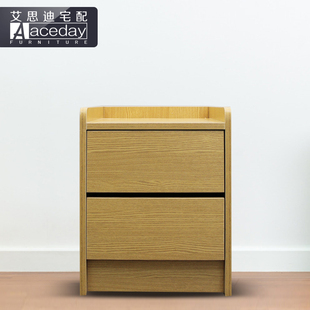简易床头柜 简约现代储物柜 双抽屉板式小床头柜 木质床头柜 定制