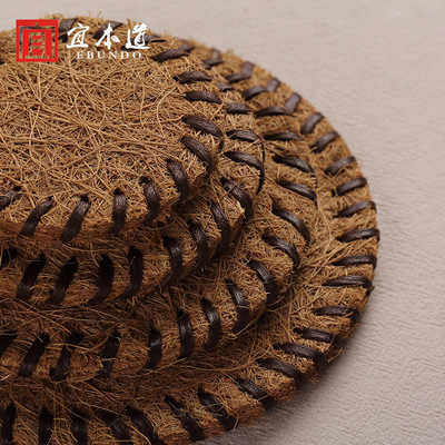 日式手工丝瓜络茶杯垫鬃毛特色棕毛垫养壶垫精编细棕隔热垫茶托垫