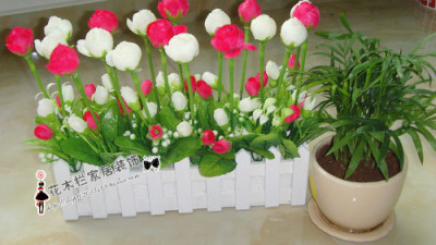 客厅餐桌落地实木30cm栅栏仿真花套装假花绢花塑料花卉装饰品