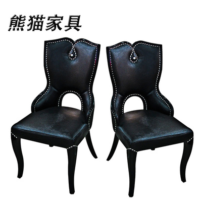 黑色椅子餐厅欧式实木餐椅座椅酒店椅简约PU皮餐椅时尚餐椅子座椅