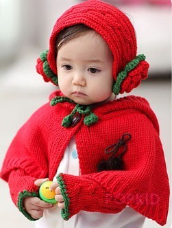 亏本清仓！韩国秋冬连帽披肩三件套耳套披风袖套1-2岁女宝帽包邮