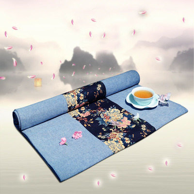 双层加厚手工棉麻茶席桌旗现代简约美式田园茶几布桌垫布床旗