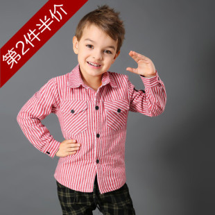 冬季韩版长袖童装衬衫加绒加厚男童纯棉保暖衬衣1-7岁中大童上衣