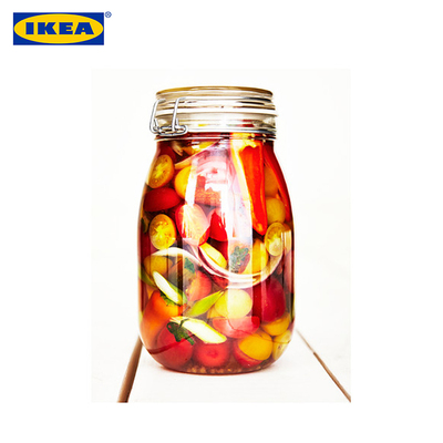IKEA宜家考肯附盖罐透明玻璃瓶密封罐储物罐蜂蜜柠檬奶粉罐泡酒罐