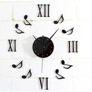 包邮 亚克力diy挂钟 音乐飞扬 创意组合时钟表 个性墙贴装饰挂钟
