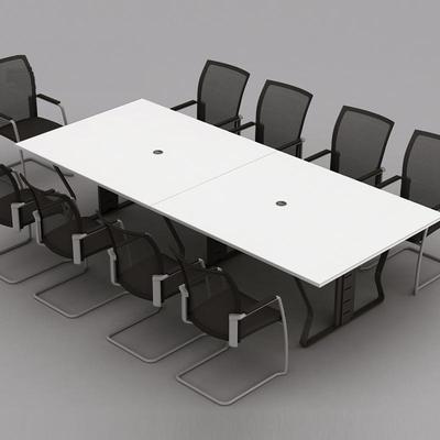 简易大小型会议桌简约现代会客洽谈大班台白色电脑办公桌员工培训