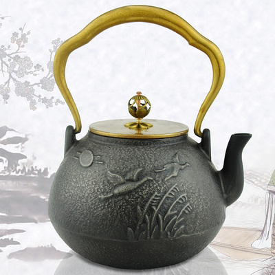 铸铁壶手工老生铁茶壶煮茶烧水茶壶铜盖铜把铸铁养生茶壶铁壶特价