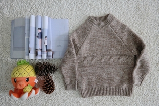 韩国童装男童羊毛衫杏色儿童加厚羊绒衫长袖圆领套头毛衣2015秋冬