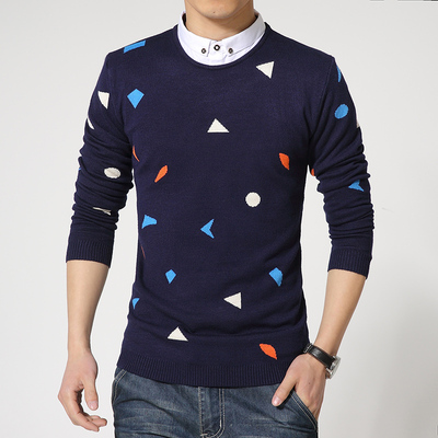2015秋季新款男毛衣 韩版修身条纹针织衫青少年毛线衫学生羊毛衫