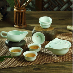特价龙泉青瓷 整套陶瓷功夫茶具套装 高档创意鲤鱼茶杯茶壶盖碗