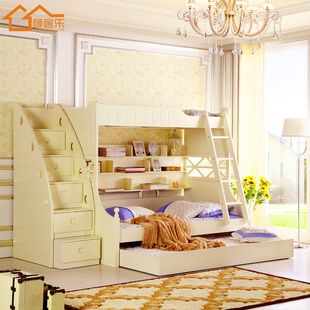 双层床成人上下床高低子母床/ 韩式白色儿童床环保实木板材YY001