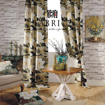 新中式风格定制窗帘面料高精度印花布料装饰抱枕床品专用