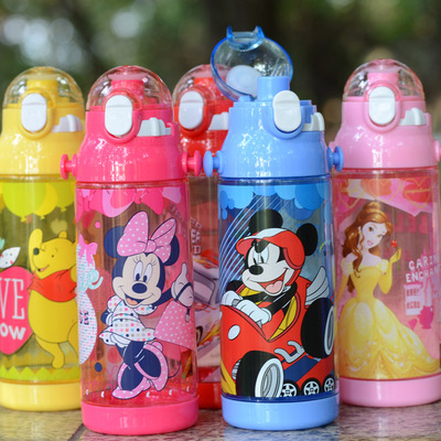 儿童水杯夏塑料迪士尼防漏直饮杯运动米奇杯子小学生水杯带盖水壶