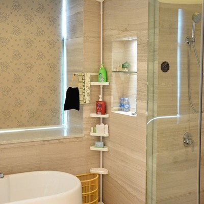 顶天立地浴室置物架 日本收纳创意卫生间落地转角五层马桶整理架