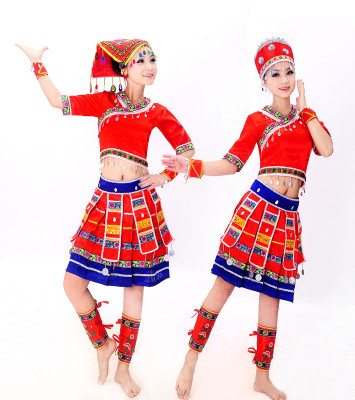 新款苗族景颇族侗族舞蹈服饰演出表演服装少数民族舞台摄影服饰