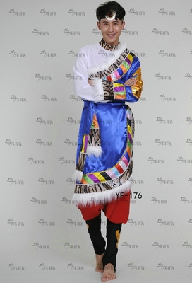 新款男士藏族舞蹈演出服饰藏蒙古族服装男装藏族舞台表演服装