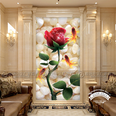 新正品热销 艺术玻璃 深雕工艺玻璃 玄关屏风隔断 背景墙 玫瑰花