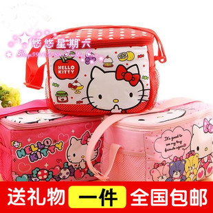 包邮hello kitty防水加厚便当包学生手提保温餐袋 可爱儿童饭盒袋