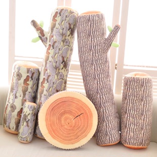 仿真木头树桩抱枕毛绒玩具 创意砧板大树抱枕坐垫靠枕生日礼物女