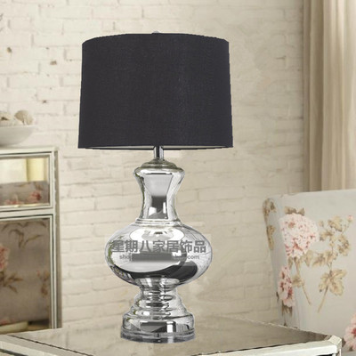 新古典时尚创意银色玻璃台灯欧式奖杯大气台灯卧室客厅样板房装饰