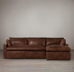 工业复古油蜡皮组合沙发美式乡村真皮客厅羽绒沙发小户型沙发定做
