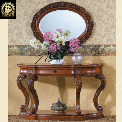 欧式实木玄关柜 沙发背几 美式古典玄关桌 门厅靠墙桌 装饰置物桌