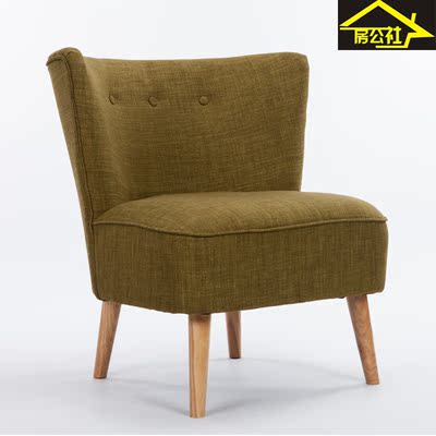 欧式毛绒沙发美式沙发宜家创意沙发布艺单人卧室阳台复古沙发椅