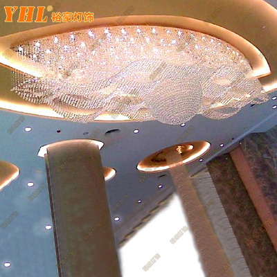 包邮波浪形酒店水晶灯 别墅客厅吸顶灯水晶吊灯会所KTV工程灯定制